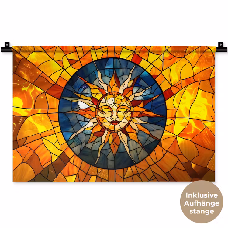 Mozaïek - Zon - Geel - Cirkel Wandkleed katoen klein -t3d_DE