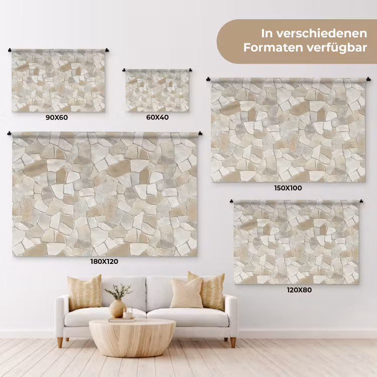 Mozaïek - Stenen - Beige Wandkleed katoen klein 269 -tsfeer8_DE