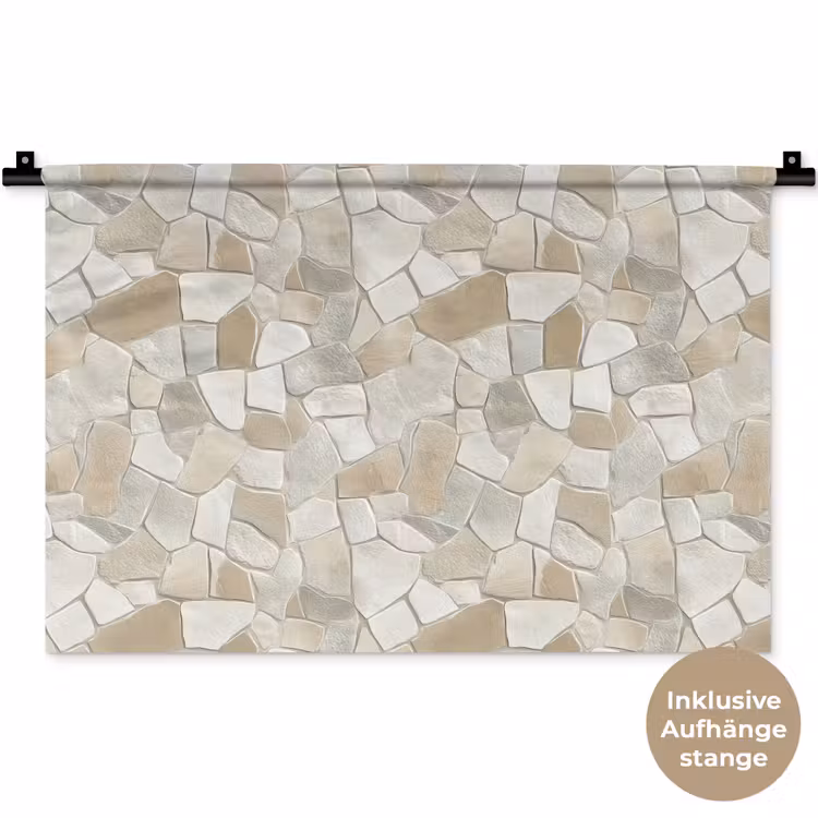 Mozaïek - Stenen - Beige Wandkleed katoen klein 269 -t3d_DE