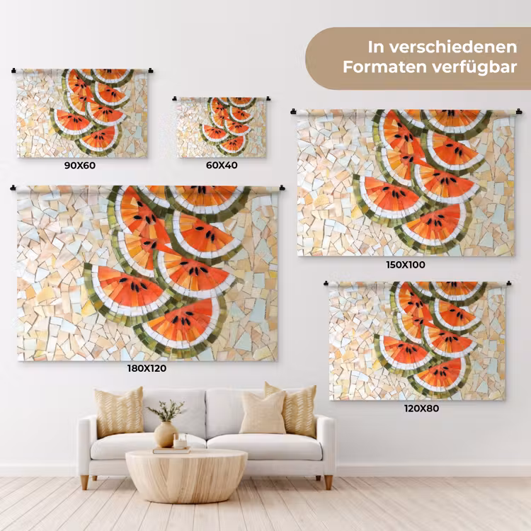 Mozaïek - Watermeloen - Rood - Pitten Wandkleed katoen klein -tsfeer8_DE