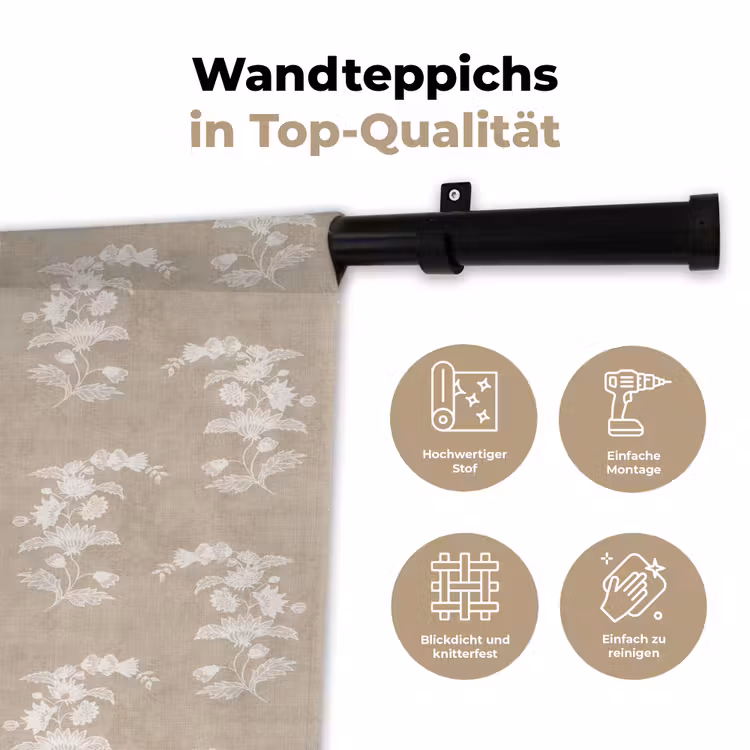 Motief - Beige - Linnen Wandkleed katoen klein 269 -tsfeer2_DE