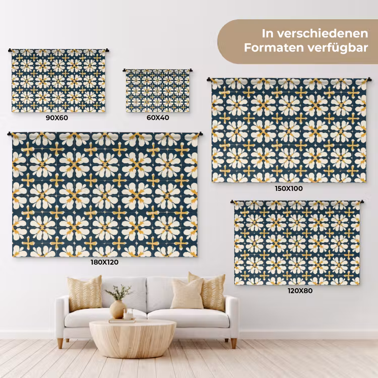Motief - Tegel - Okergeel Wandkleed katoen klein 269 -tsfeer8_DE