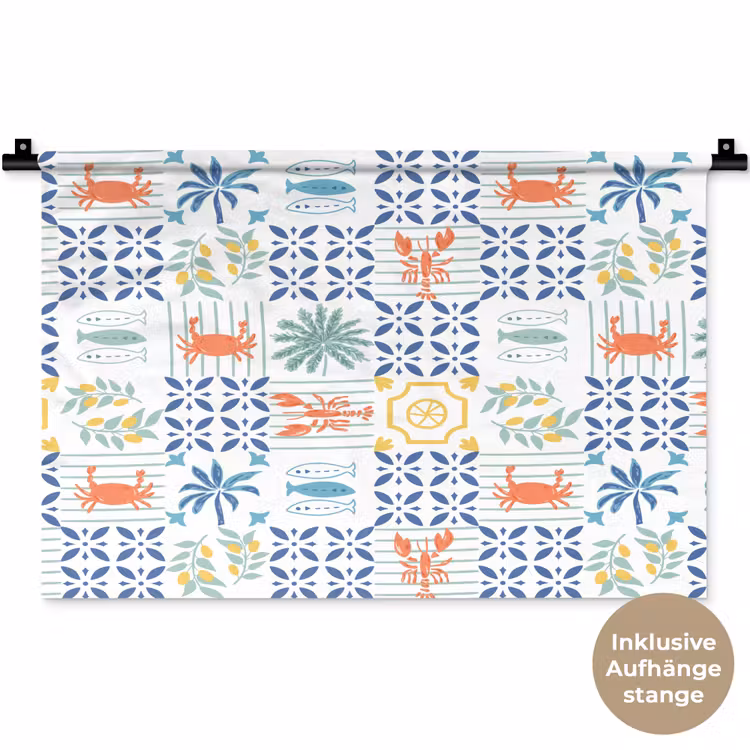 Zee - Sfeer - Mozaïek - Multi Wandkleed katoen klein 269 -t3d_DE