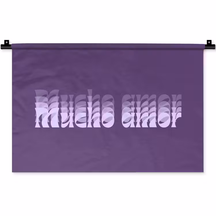 Mucho amor - Paars - Grafisch Wandkleed katoen klein -zz3d