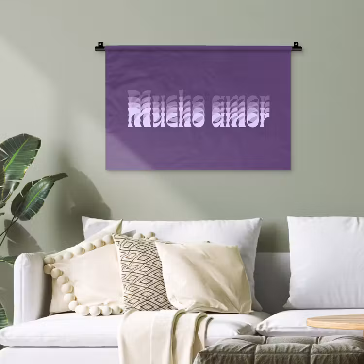 Mucho amor - Paars - Grafisch Wandkleed katoen klein -sfeer7