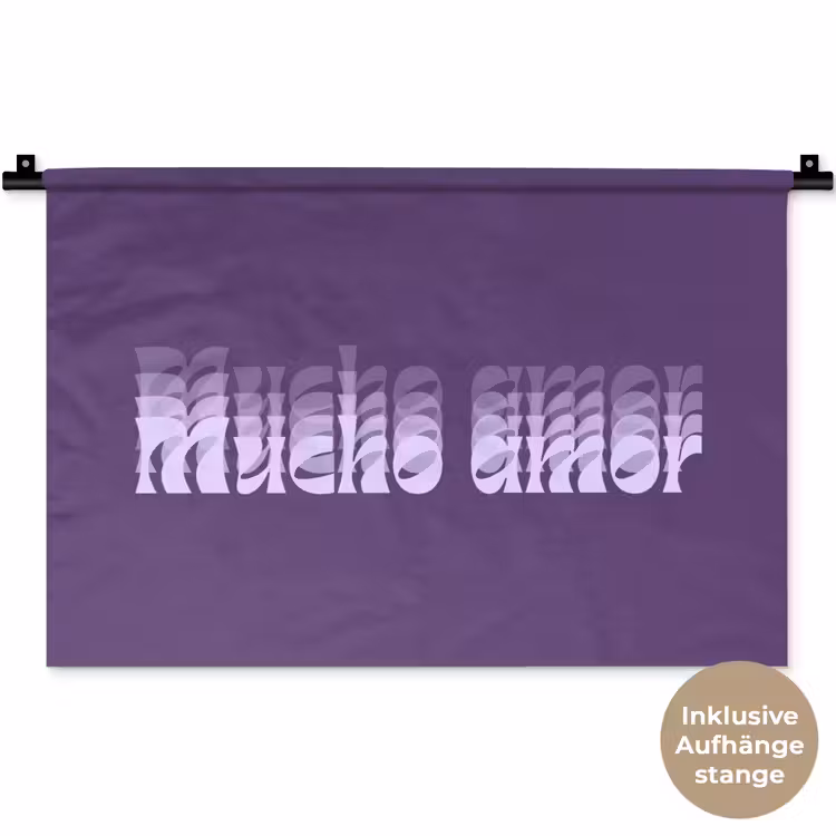 Mucho amor - Paars - Grafisch Wandkleed katoen klein -t3d_DE