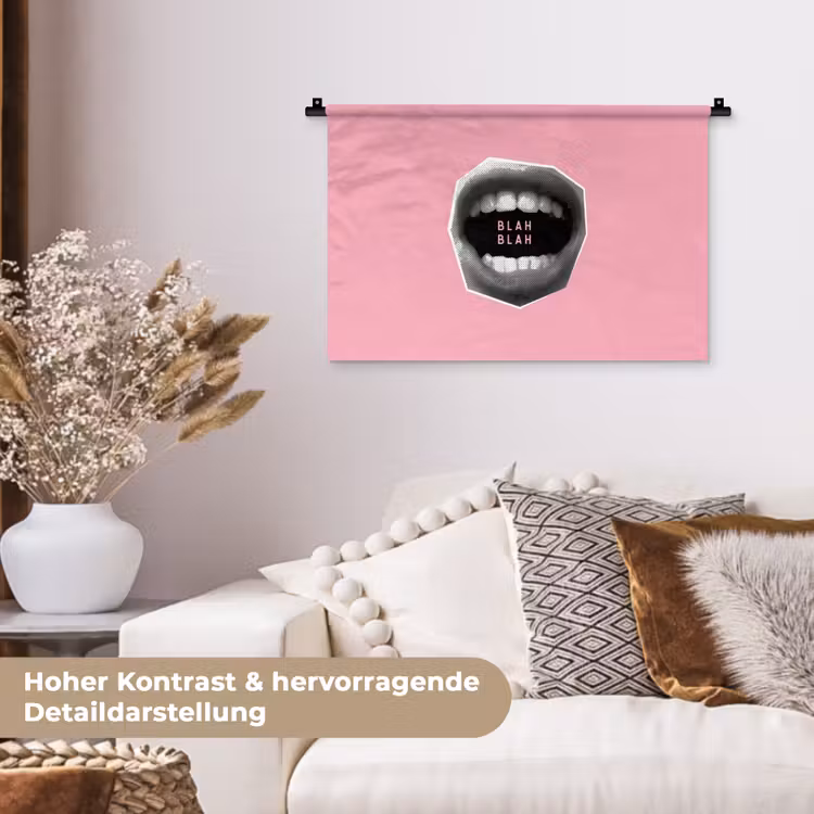 Mond - BLAH BLAH - Roze Wandkleed katoen klein -tsfeer1_DE