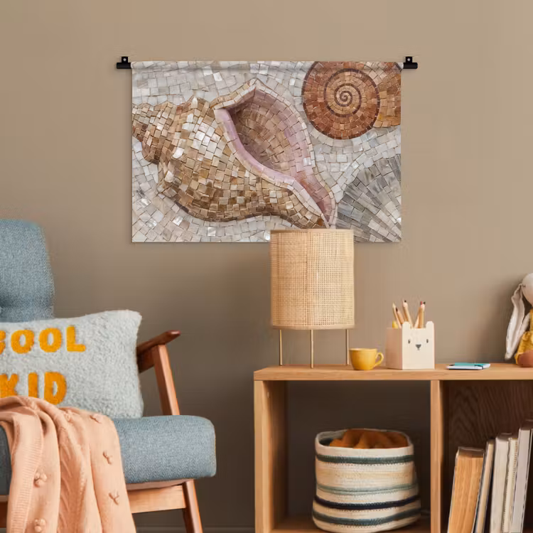 Schelp - Mozaïek - Zee - Beige - Modern Wandkleed katoen klein -wsfeer4_kind