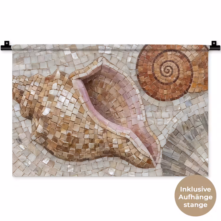 Schelp - Mozaïek - Zee - Beige - Modern Wandkleed katoen klein -t3d_DE