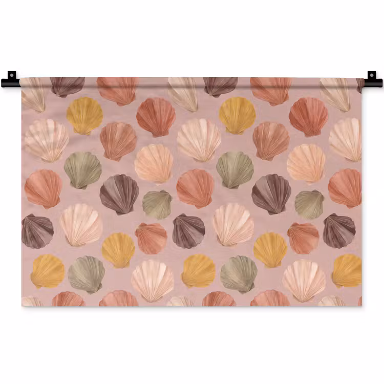 Schelp - Patroon - Zee - Aquarel - Aardetinten Wandkleed katoen klein -zz3d