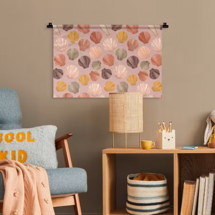 Schelp - Patroon - Zee - Aquarel - Aardetinten Wandkleed katoen klein -wsfeer4_kind