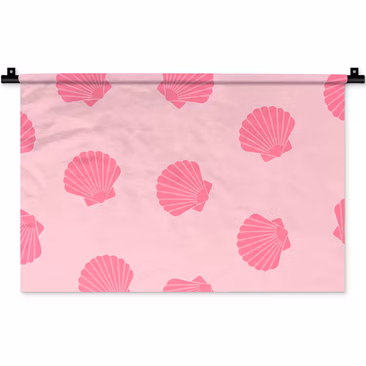 Schelp - Patroon - Zee - Modern - Roze Wandkleed katoen klein -zz3d