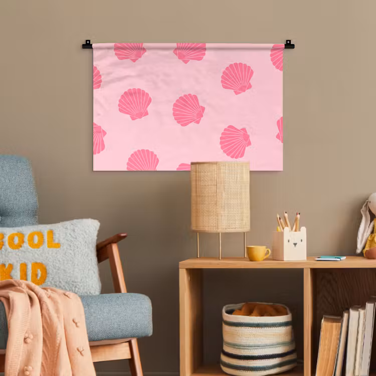 Schelp - Patroon - Zee - Modern - Roze Wandkleed katoen klein -wsfeer4_kind