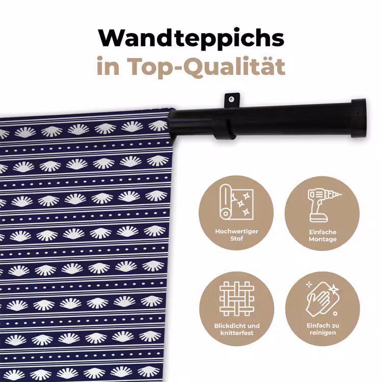 Schelp - Nautisch - Blauw - Wit Wandkleed katoen klein 269 -tsfeer2_DE