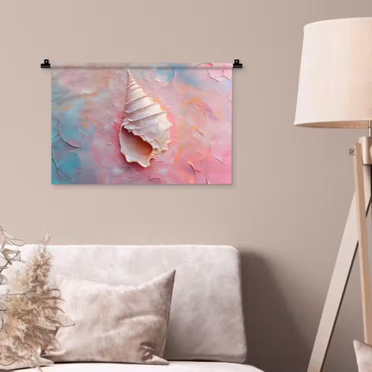 Schelp - Pastel - Pink Wandkleed katoen klein -sfeer4