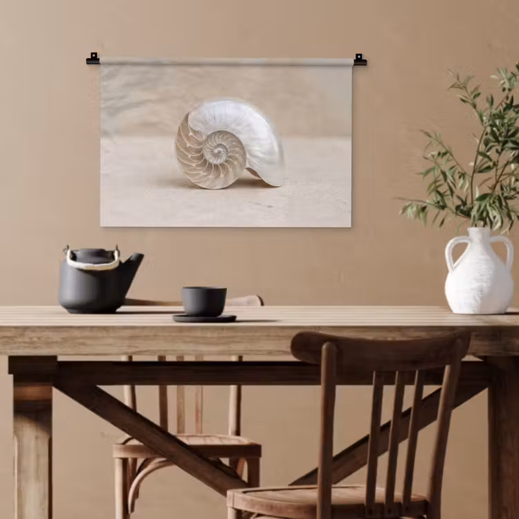 Schelp - Spiraal - Beige Wandkleed katoen klein -sfeer6