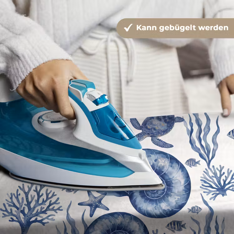 Schelp - Spiraal - Zeeleven - Aquarel - Blauw Wandkleed katoen klein -tsfeer9_DE