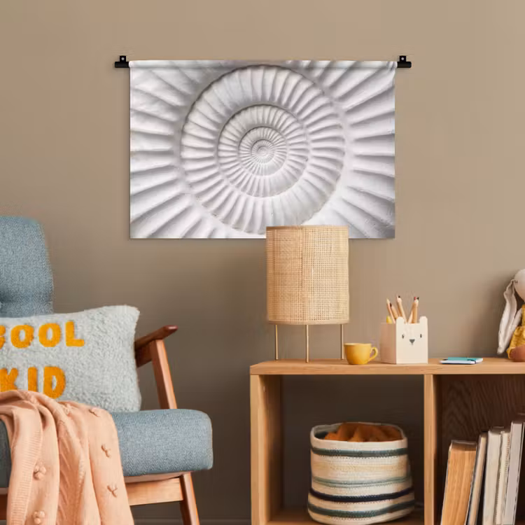 Schelp - Spiraal - Wit Wandkleed katoen klein -wsfeer4_kind