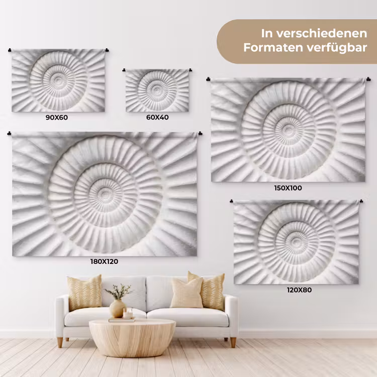 Schelp - Spiraal - Wit Wandkleed katoen klein -tsfeer8_DE