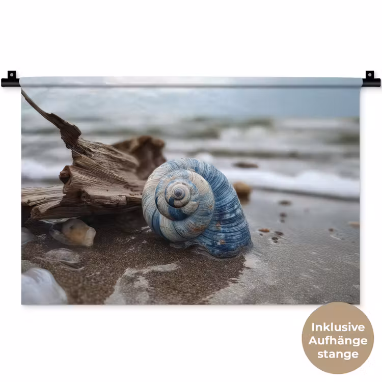 Schelp - Strand - Blauw - Zee Wandkleed katoen klein -t3d_DE