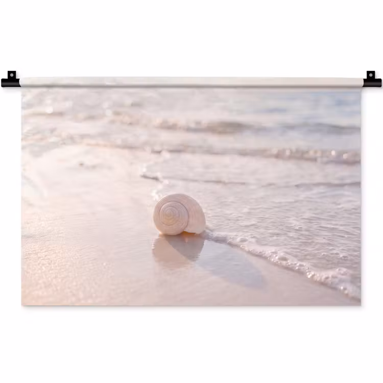 Zeeschelp - Strand - Zee - Natuur - Beige Wandkleed katoen klein -zz3d