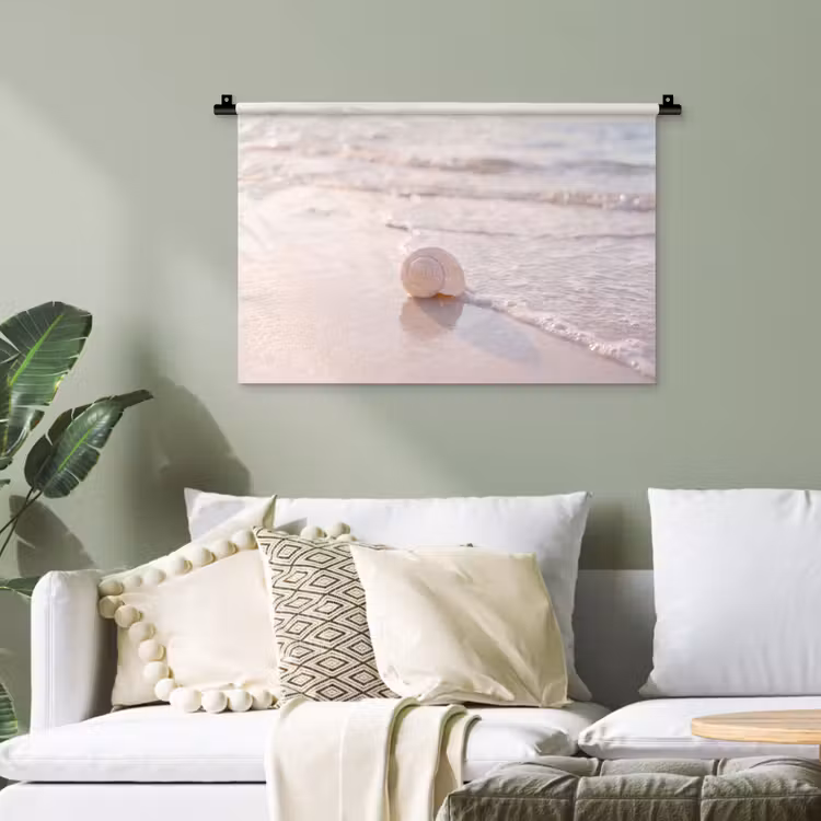 Zeeschelp - Strand - Zee - Natuur - Beige Wandkleed katoen klein -sfeer7