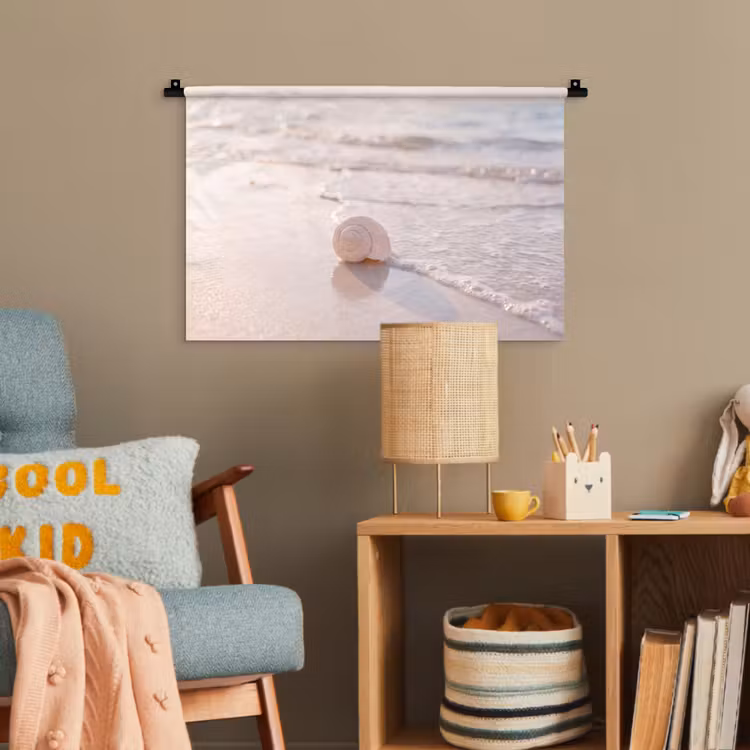 Zeeschelp - Strand - Zee - Natuur - Beige Wandkleed katoen klein -wsfeer4_kind