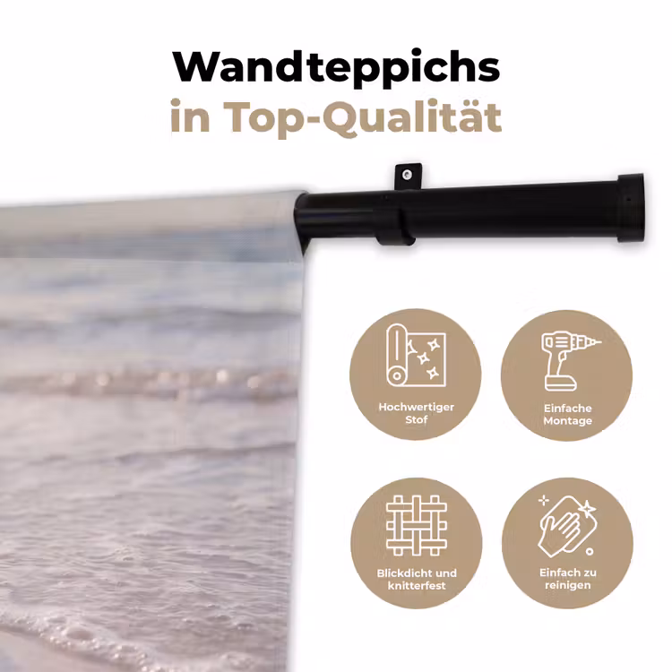 Zeeschelp - Strand - Zee - Natuur - Beige Wandkleed katoen klein -tsfeer2_DE