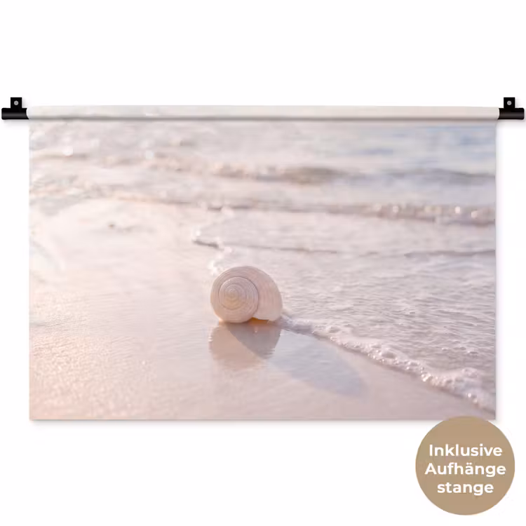 Zeeschelp - Strand - Zee - Natuur - Beige Wandkleed katoen klein -t3d_DE