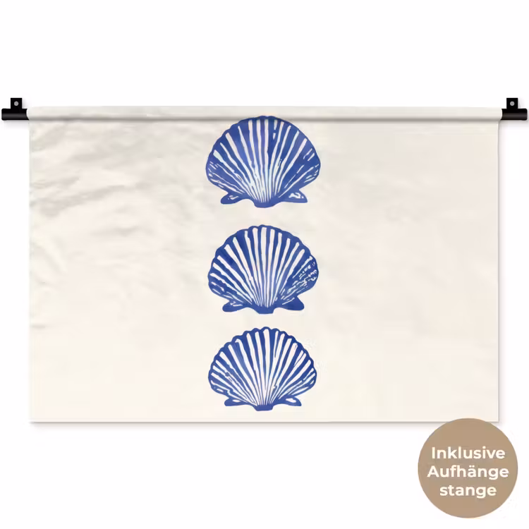 Schelpen - Blauw - Patroon Wandkleed katoen klein -t3d_DE