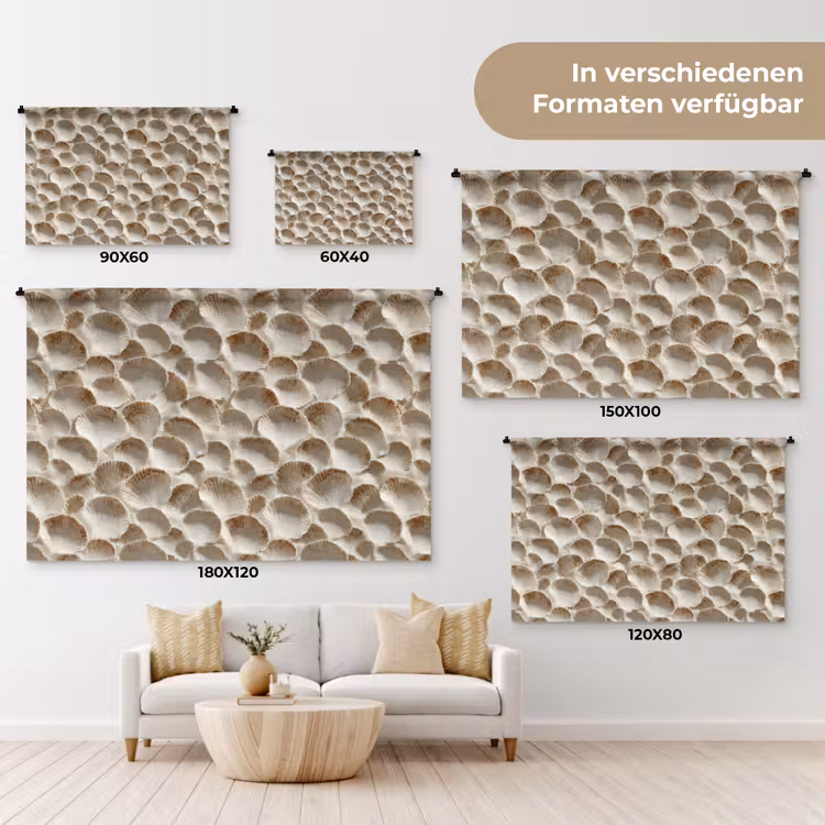 Schelpen - Waaiervorm - Wit Wandkleed katoen klein 269 -tsfeer8_DE