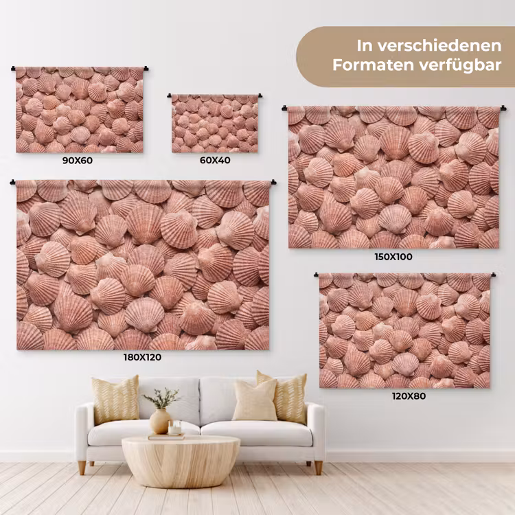Schelpen - Patroon - Roze Wandkleed katoen klein -tsfeer8_DE