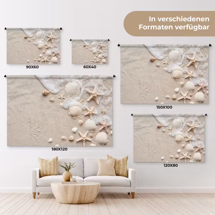 Schelpen - Zeesterren - Strand Wandkleed katoen klein -tsfeer8_DE