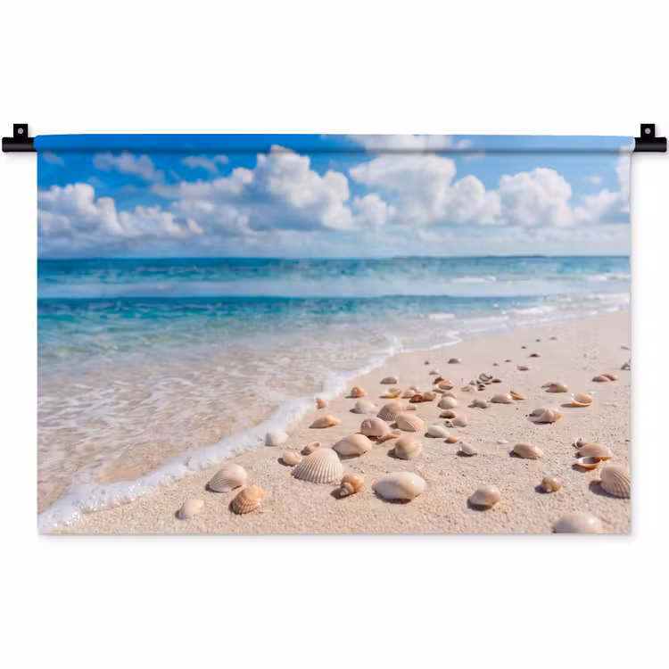 Schelpen - Strand - Natuur - Beige Wandkleed katoen klein -zz3d