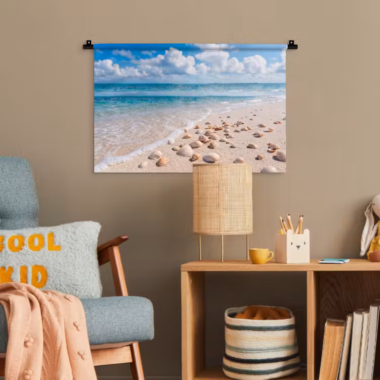 Schelpen - Strand - Natuur - Beige Wandkleed katoen klein -wsfeer4_kind