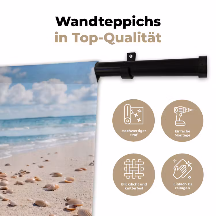 Schelpen - Strand - Natuur - Beige Wandkleed katoen klein -tsfeer2_DE