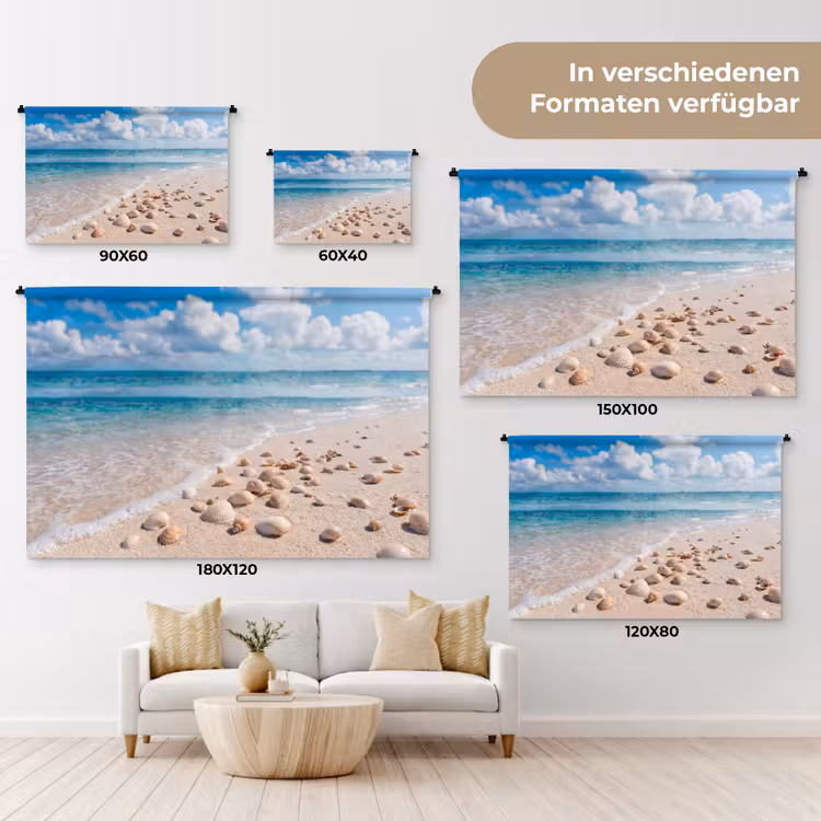 Schelpen - Strand - Natuur - Beige Wandkleed katoen klein -tsfeer8_DE