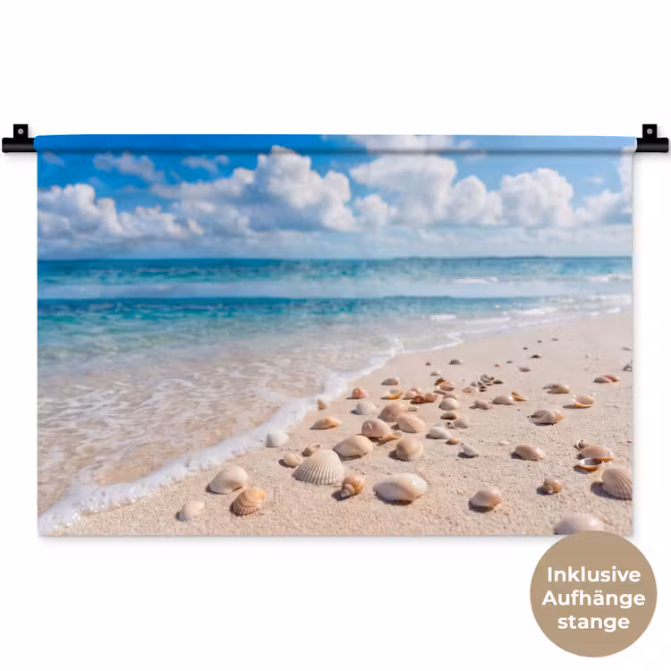 Schelpen - Strand - Natuur - Beige Wandkleed katoen klein -t3d_DE
