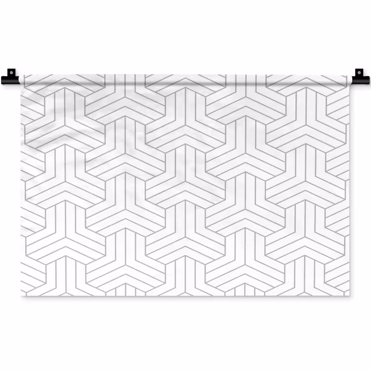 Patronen - Abstract - Zwart - Wit - Geometrie Wandkleed katoen klein 269 -zz3d