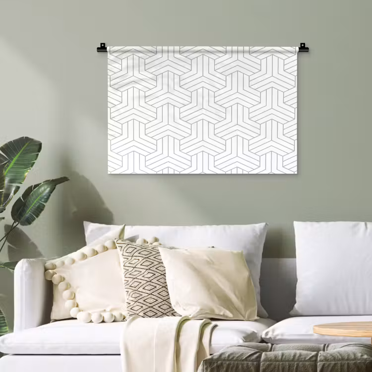 Patronen - Abstract - Zwart - Wit - Geometrie Wandkleed katoen klein 269 -sfeer7