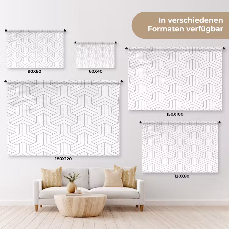 Patronen - Abstract - Zwart - Wit - Geometrie Wandkleed katoen klein 269 -tsfeer8_DE