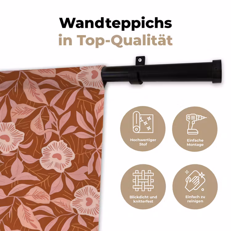 Patroon - Bladeren - Terracotta Wandkleed katoen klein 269 -tsfeer2_DE