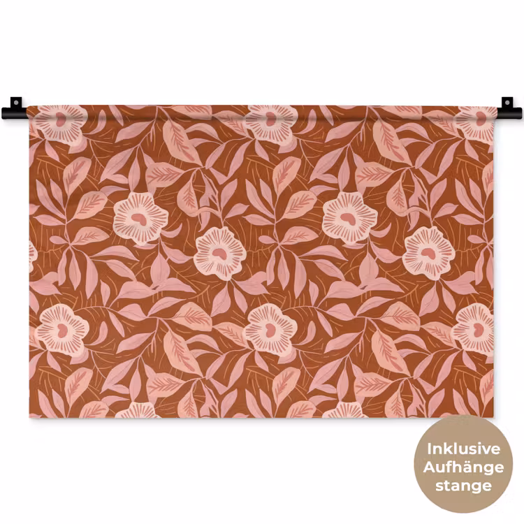 Patroon - Bladeren - Terracotta Wandkleed katoen klein 269 -t3d_DE