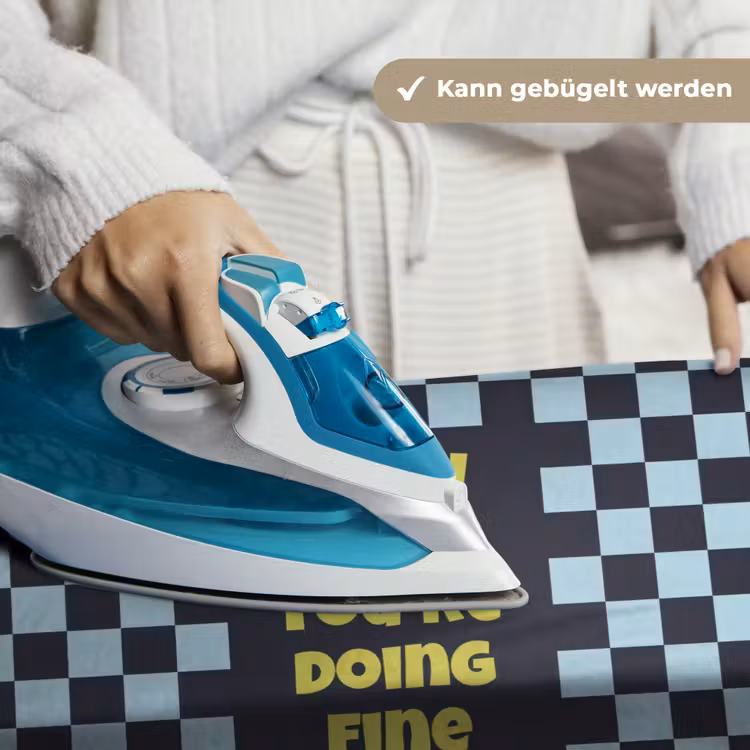 Patroon - Geblok - Blauw - Slow down you're doing fine Wandkleed katoen klein -tsfeer9_DE