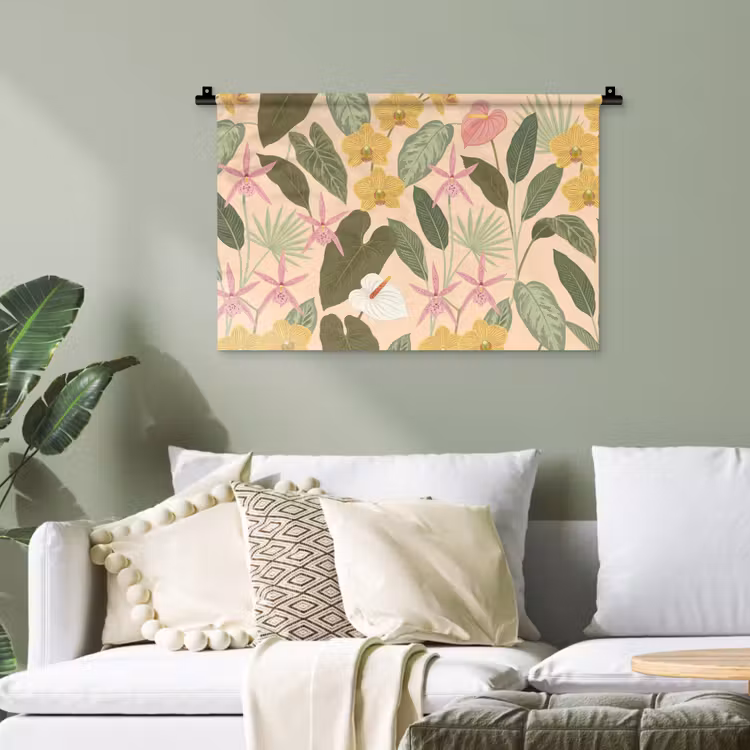 Patroon - Bloemen - Kleurrijk Wandkleed katoen klein -sfeer7