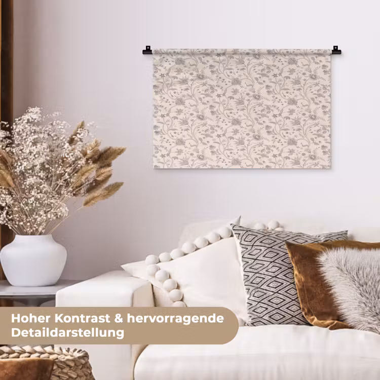Patroon - Bloemen - Paars Wandkleed katoen klein 269 -tsfeer1_DE