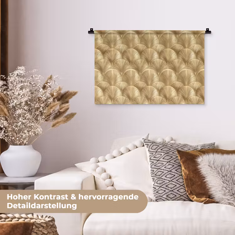 Patroon - Waaier - Goud Wandkleed katoen klein 269 -tsfeer1_DE