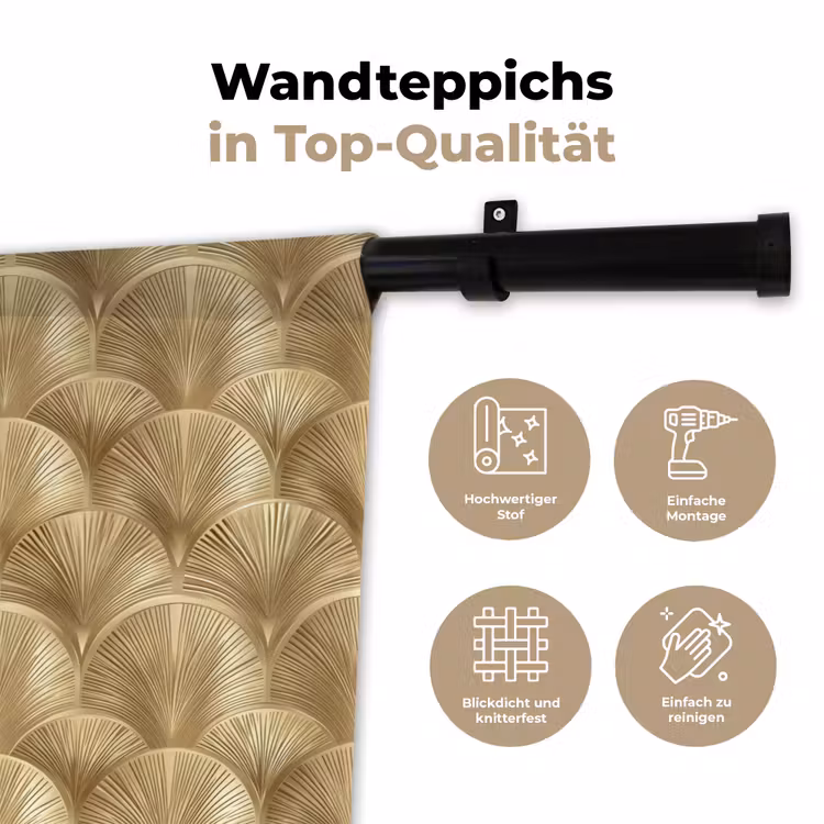 Patroon - Waaier - Goud Wandkleed katoen klein 269 -tsfeer2_DE