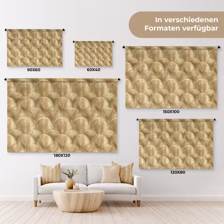 Patroon - Waaier - Goud Wandkleed katoen klein 269 -tsfeer8_DE