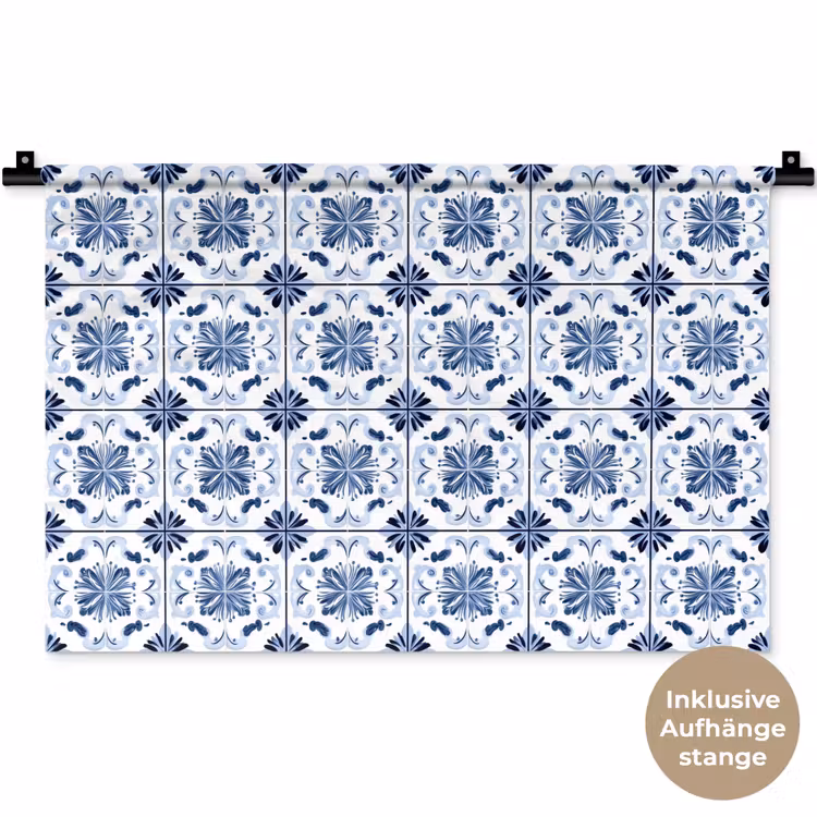 Patroon - Tegel - Blauw Wandkleed katoen klein 269 -t3d_DE